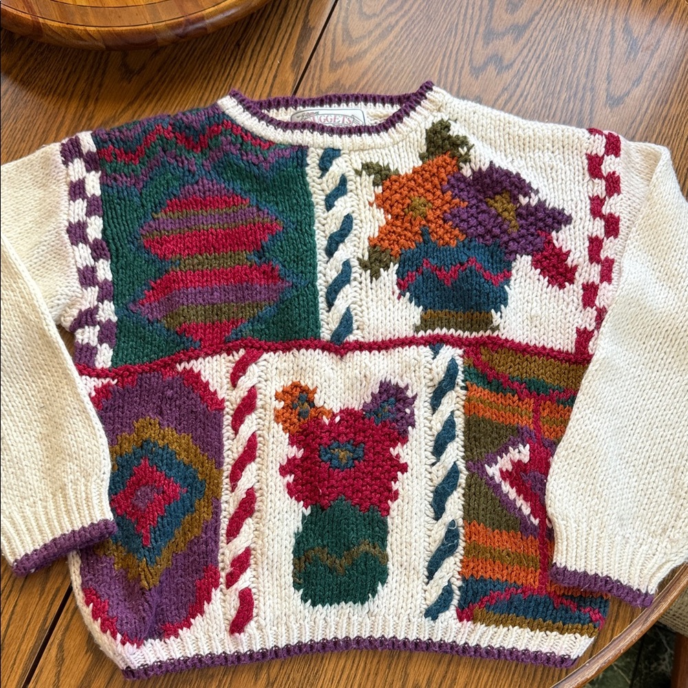 Vintage Multicolor Geometric Knit Sweater